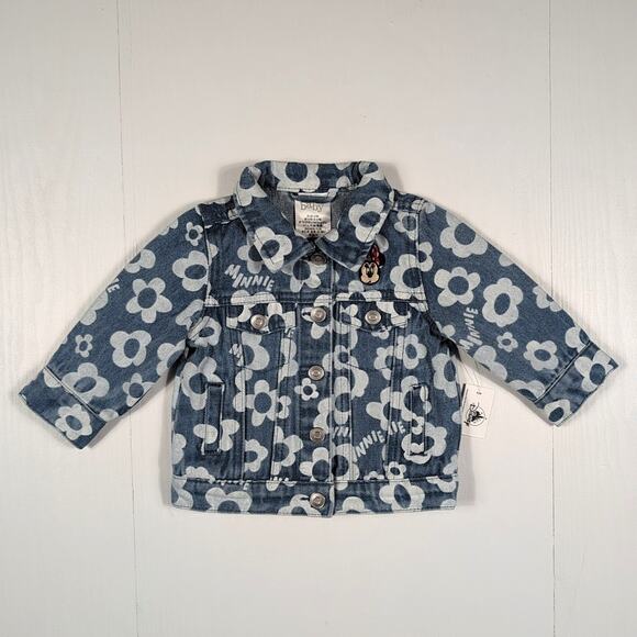 Disney Other - NWT Disney Baby Minnie Mouse Denim Jacket Girls 6-9M Blue Floral Jean Coat